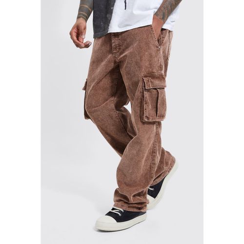 Pantaloni Cargo rilassati in velluto a coste in lavaggio acido - boohoo - Modalova