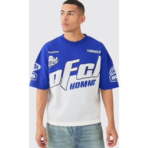 Camiseta Oversize De Punto Con Estampado De Motociclismo - boohoo - Modalova