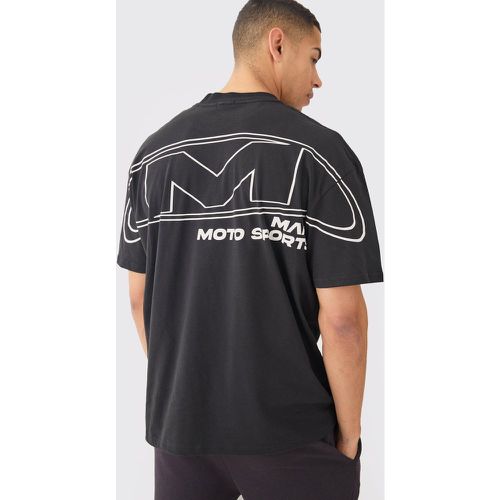 Camiseta Oversize Con Costuras Cruzadas Y Estampado De Motociclismo - boohoo - Modalova
