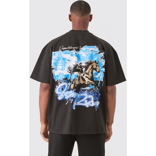 Camiseta Oversize Súper Gruesa De Tela Jersey Con Estampado Gráfico En La Espalda - boohoo - Modalova