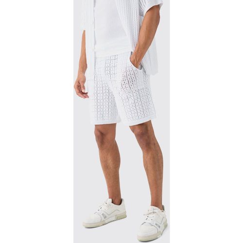 Crochet Knitted Mid Length Shorts In White - boohoo - Modalova