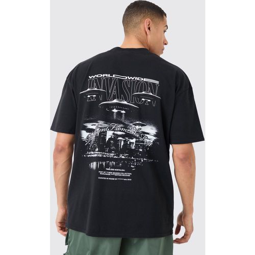 Camiseta Oversize Worldwide Con Estampado De Nave Espacial - boohoo - Modalova