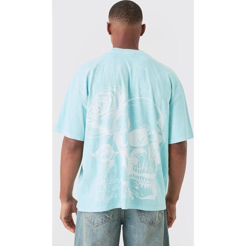 Camiseta Oversize Desteñida Con Estampado Gráfico De Calavera A Gran Escala - boohoo - Modalova