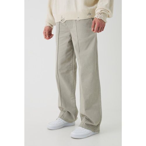 Pantalón Chino De Pernera Ancha Con Cintura Elástica Y Alforza - boohoo - Modalova