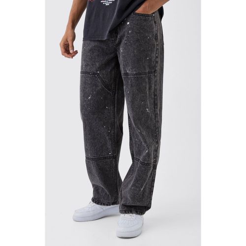 Jeans rilassati in denim rigido stile Carpenter con schizzi di colore - boohoo - Modalova