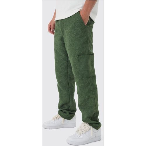 Pantaloni Cargo dritti pesanti in bouclé con vita fissa - boohoo - Modalova