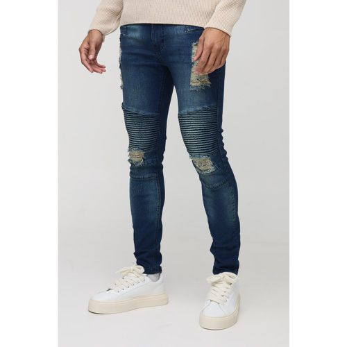 Jeans stile Biker Skinny Fit Stretch con strappi e smagliature - boohoo - Modalova