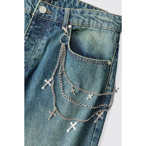 Catena per jeans incrociata a più fili color argento - boohoo - Modalova