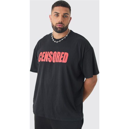 T-shirt Plus Size oversize nera con stampa Censored - boohoo - Modalova