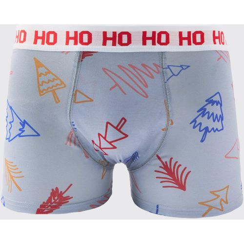 Boxer con albero di Natale, Grigio - boohoo - Modalova