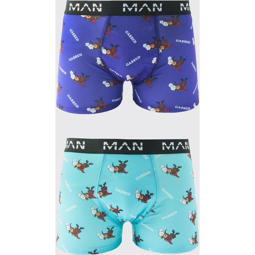 Pack De 2 Bóxers Man Navideños Con Estampado Rudolph - boohoo - Modalova