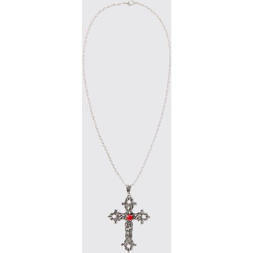 Collana in argento con pendente a croce - boohoo - Modalova