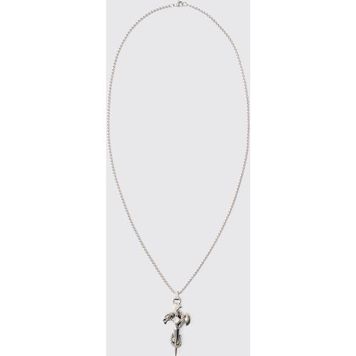 Collana in argento con pendente a croce gotica - boohoo - Modalova