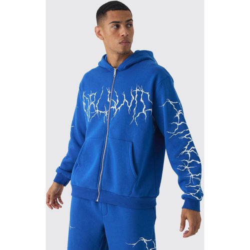 Sudadera Oversize Con Capucha, Cremallera Y Estampado De Grafiti - boohoo - Modalova