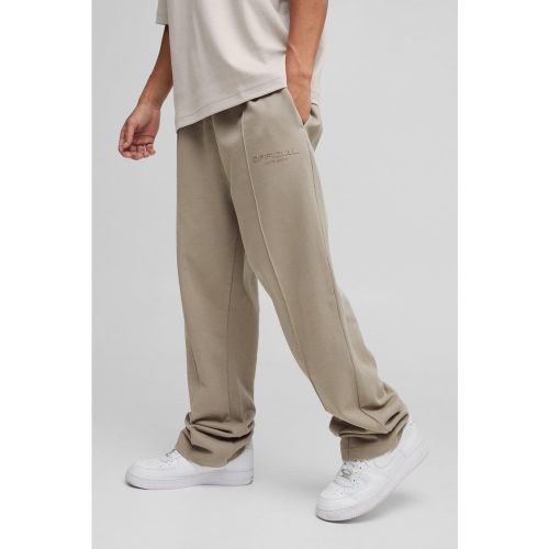 Pantaloni tuta dritti pesanti con nervature - boohoo - Modalova