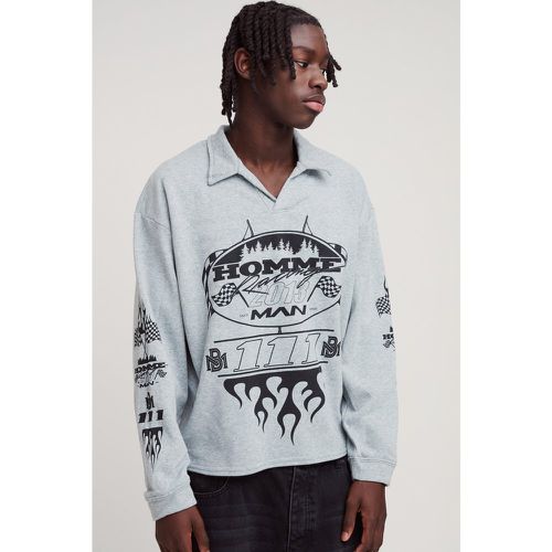 Polo Oversize De Rugby Con Estampado Homme Y Solapas - boohoo - Modalova