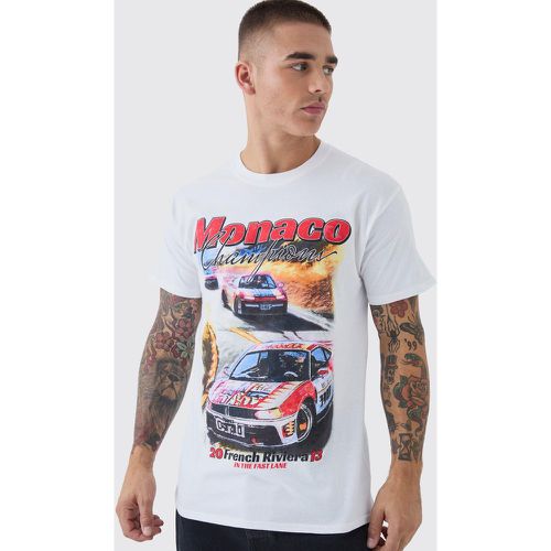 Monaco Car Graphic T-Shirt, Bianco - boohoo - Modalova