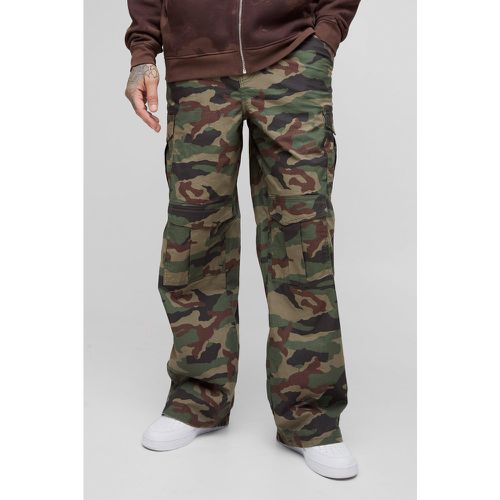 Pantalón Tall Cargo Holgado De Lona Con Estampado De Camuflaje - boohoo - Modalova