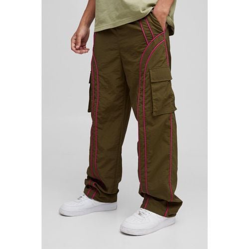 Pantalón Cargo Holgado De Nailon Con Ribete Y Cintura Elástica - boohoo - Modalova