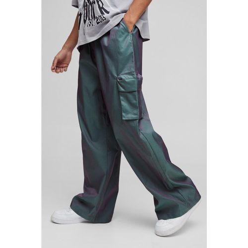 Pantaloni Cargo rilassati iridescenti con vita elasticizzata - boohoo - Modalova