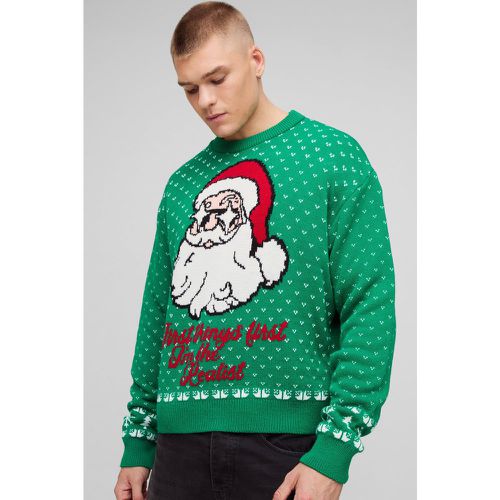 Jersey Oversize Navideño Recto Con Estampado De Papá Noel - boohoo - Modalova