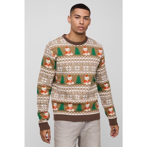 Jersey Regular Navideño Con Estampado De Grecas Y Borreguito Sintético - boohoo - Modalova