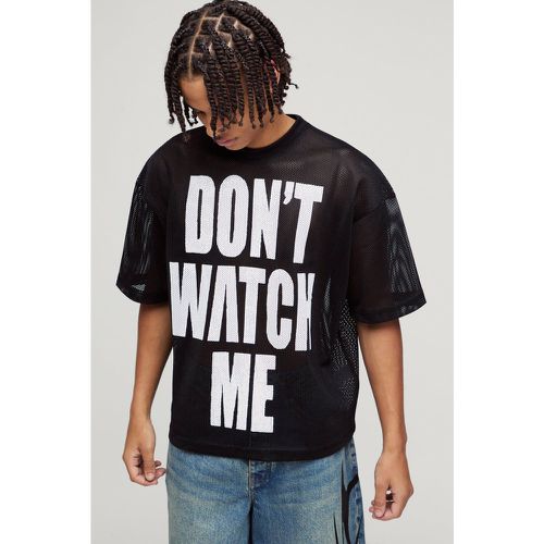 T-shirt squadrata in rete con stampa Don't Watch Me - boohoo - Modalova