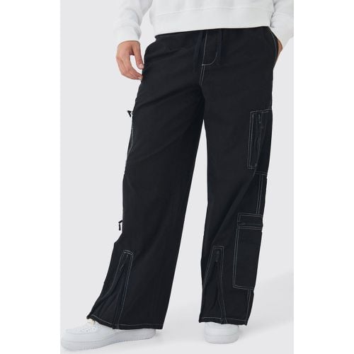 Pantaloni Cargo extra comodi in tela con cuciture a contrasto e vita elasticizzata - boohoo - Modalova