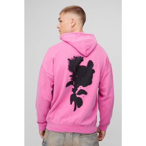 Sudadera Con Capucha Desteñida Con Estampado Gráfico De Flores Difuminadas - boohoo - Modalova