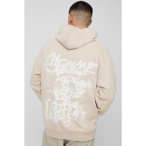 Sudadera Con Capucha Desteñida Con Espray Y Estampado Gráfico De Grafiti 13 - boohoo - Modalova