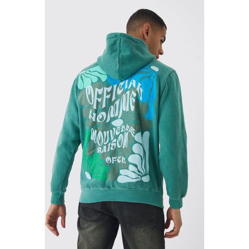 Sudadera Con Capucha Y Estampado Official De Flores En Relieve Desteñido - boohoo - Modalova