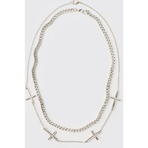 Collar A Capas Con Cruces, Gris - boohoo - Modalova