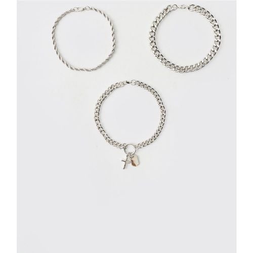 Bracciali in argento - set di 3 paia - boohoo - Modalova