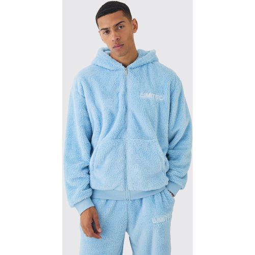 Oversized Zip Through Limited Edition Teddy Borg Hoodie - boohoo - Modalova