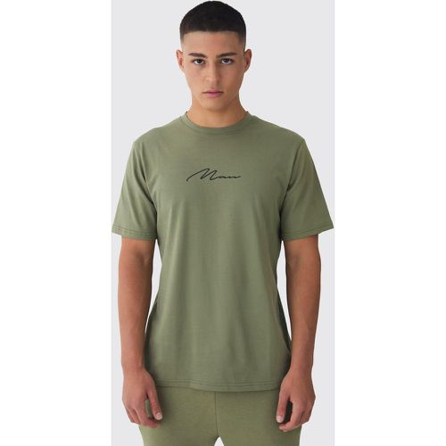 T-shirt Basic a girocollo con firma Man - boohoo - Modalova