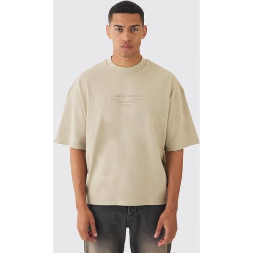 T-shirt squadrata oversize pesante con girocollo esteso - boohoo - Modalova