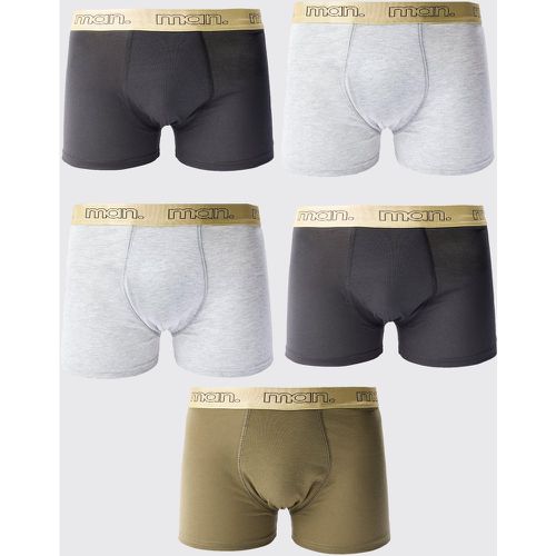 Boxer con fascia in vita color oro con firma Man - set di 5 paia - boohoo - Modalova