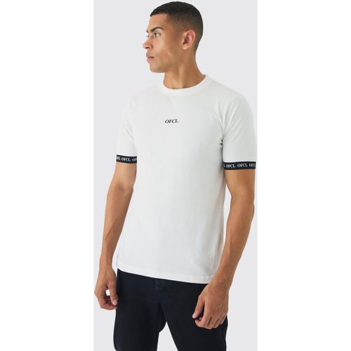 T-shirt Ofcl con striscia, Bianco - boohoo - Modalova