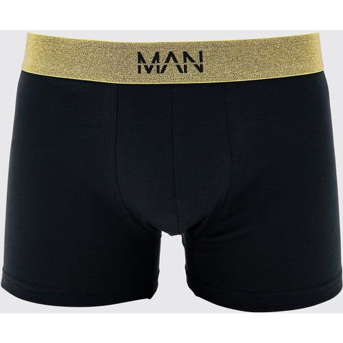 Boxer neri con fascia in vita color oro e firma Man - set di 3 paia - boohoo - Modalova