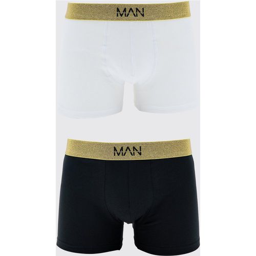 Boxer Man con caratteri romani color oro e fascia in vita - set di 3 paia - boohoo - Modalova