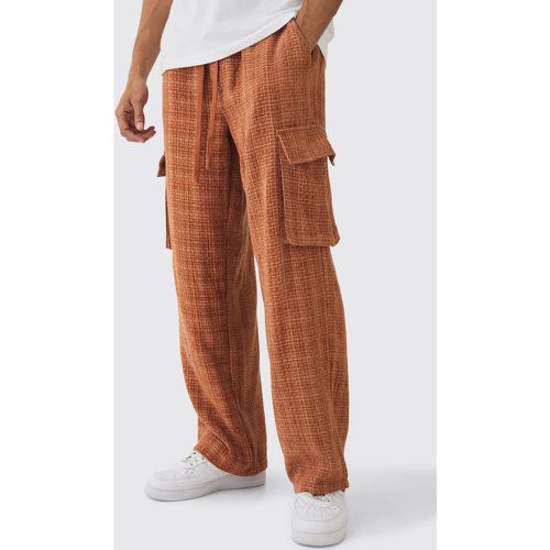 Pantaloni extra larghi in bouclé con vita elasticizzata e tasche Cargo - boohoo - Modalova