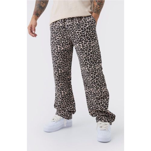 Pantalón Grueso Holgado Con Cintura Elástica Y Estampado De Leopardo - boohoo - Modalova