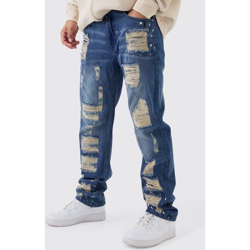 Jeans dritti strappati con schizzi di colore - boohoo - Modalova