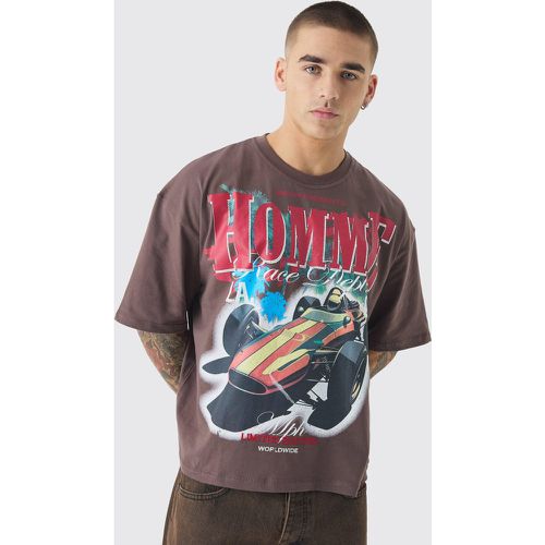 T-shirt squadrata oversize Homme con stelle e strass - boohoo - Modalova