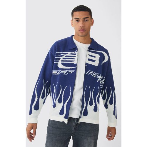 Chaqueta Bomber De Punto Con Estampado De Motociclismo En - boohoo - Modalova