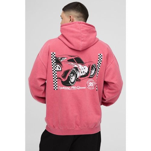 Felpa oversize con stampa ufficiale Pixar Cars e cappuccio - boohoo - Modalova