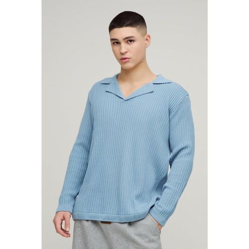 Polo oversize in maglia a coste con rever - boohoo - Modalova