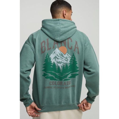 Sudadera Oversize Desteñida Con Capucha Y Estampado Gráfico De Las Montañas De Colorado - boohoo - Modalova