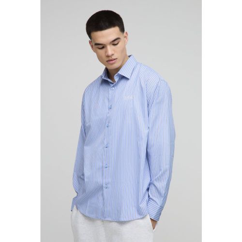 Camisa Homme De Manga Larga Súper Oversize Con Estampado De Rayas - boohoo - Modalova