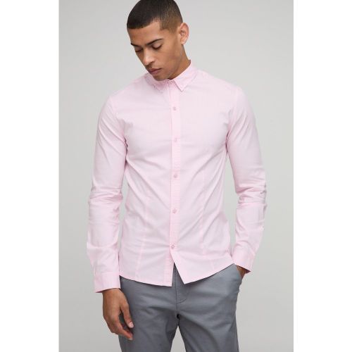 Camisa Básica Ajustada De Manga Larga Con Cuello - boohoo - Modalova